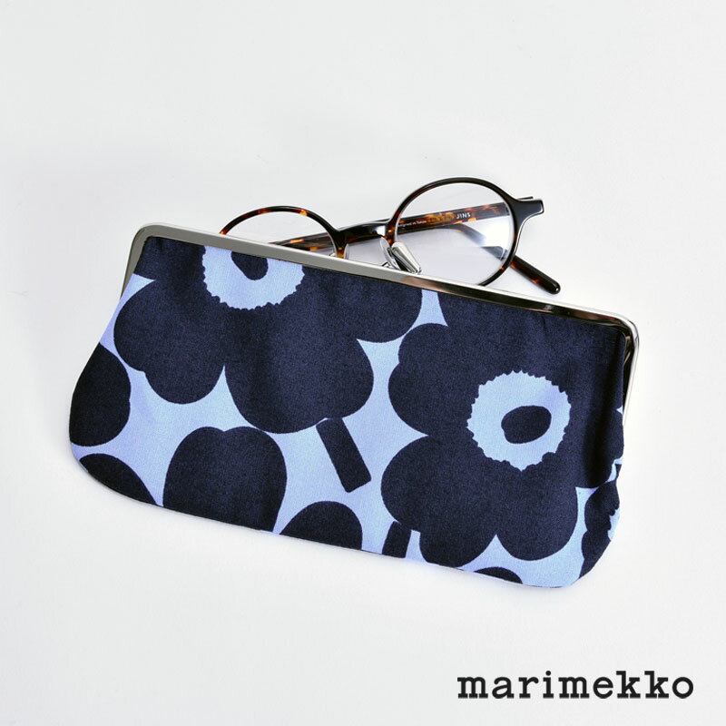 【セール30%OFF】 マリメッコ がま口 ポーチ ミニ ウニッコ ライトブルー×ダークブルー marimekko Mini Unikko Silmalasi Kukkaro ペンケース メガネケース おしゃれのサムネイル