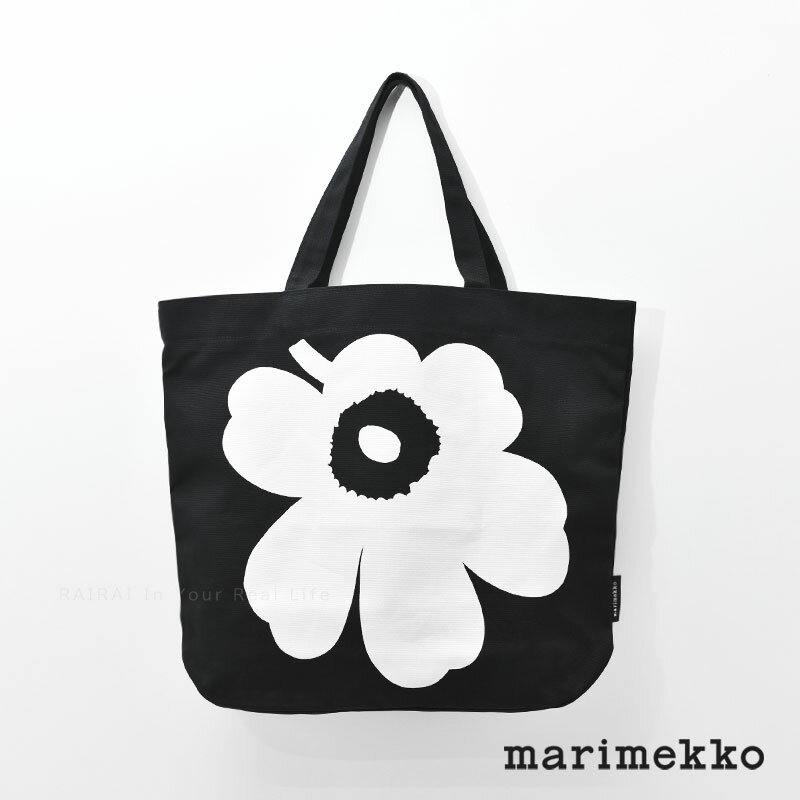 マリメッコ 帆布・キャンバス トートバッグ レディース マリメッコ トートバッグ ウニッコ Torna Wx ブラック×ホワイト marimekko Unikko 送料無料