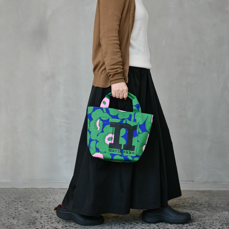 マリメッコ ミニ トートバッグ モノ ウニッコ ブルー×グリーン marimekko Mono Mini Tote Unikko コットン ロゴ ミニトート おしゃれ 送料無料