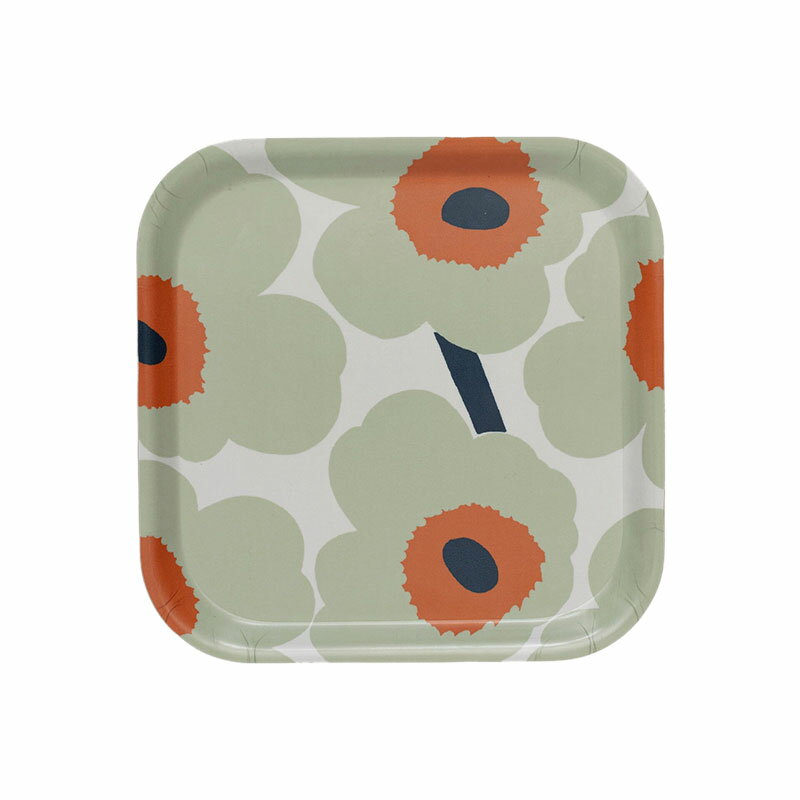 マリメッコ プライウッド トレイ 20×20cm ウニッコ セージ×オレンジ marimekko Unikko おしゃれ かわいい 送料無料のサムネイル