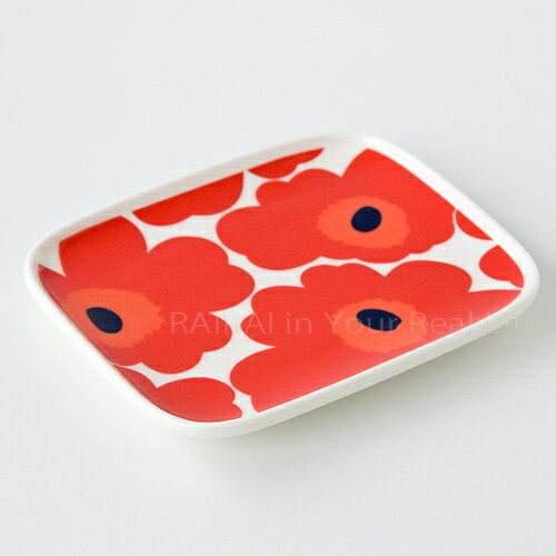 【セール30％OFF】 マリメッコ プレート 12×15cm ウニッコ ホワイト×レッド marimekko UNIKKO _ss12