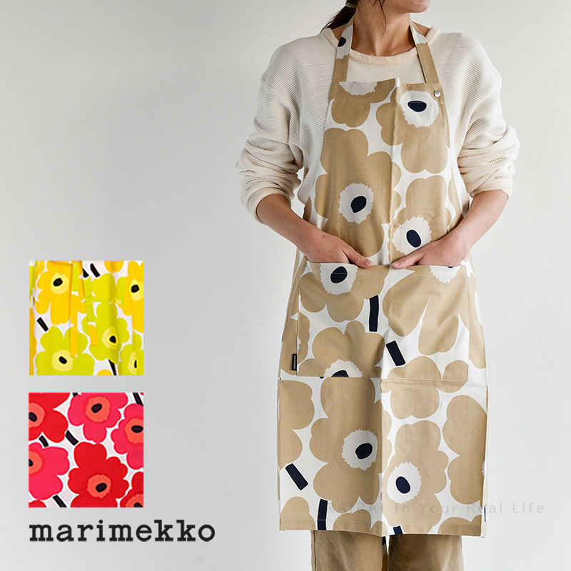 マリメッコ　エプロン マリメッコ エプロン ピエニ ウニッコ marimekko Pieni UNIKKO オフホワイト×ベージュ 送料無料