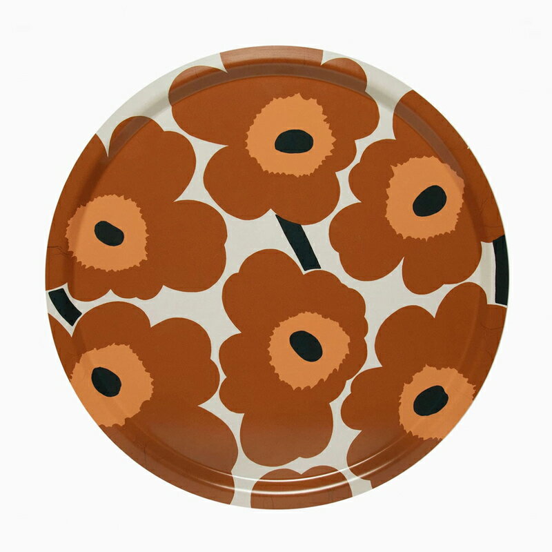 マリメッコ プライウッドトレイ ピエニウニッコ 丸型 46cm ホワイト×チェスナット ブラウン marimekko PIENI UNIKKOのサムネイル