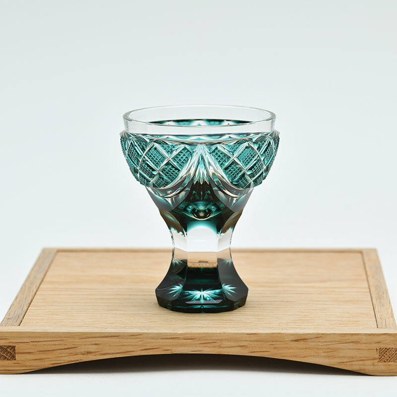 薩摩切子 創作 馬上杯 緑 島津薩摩切子 薩摩ガラス工芸 鹿児島 グラス 送料無料