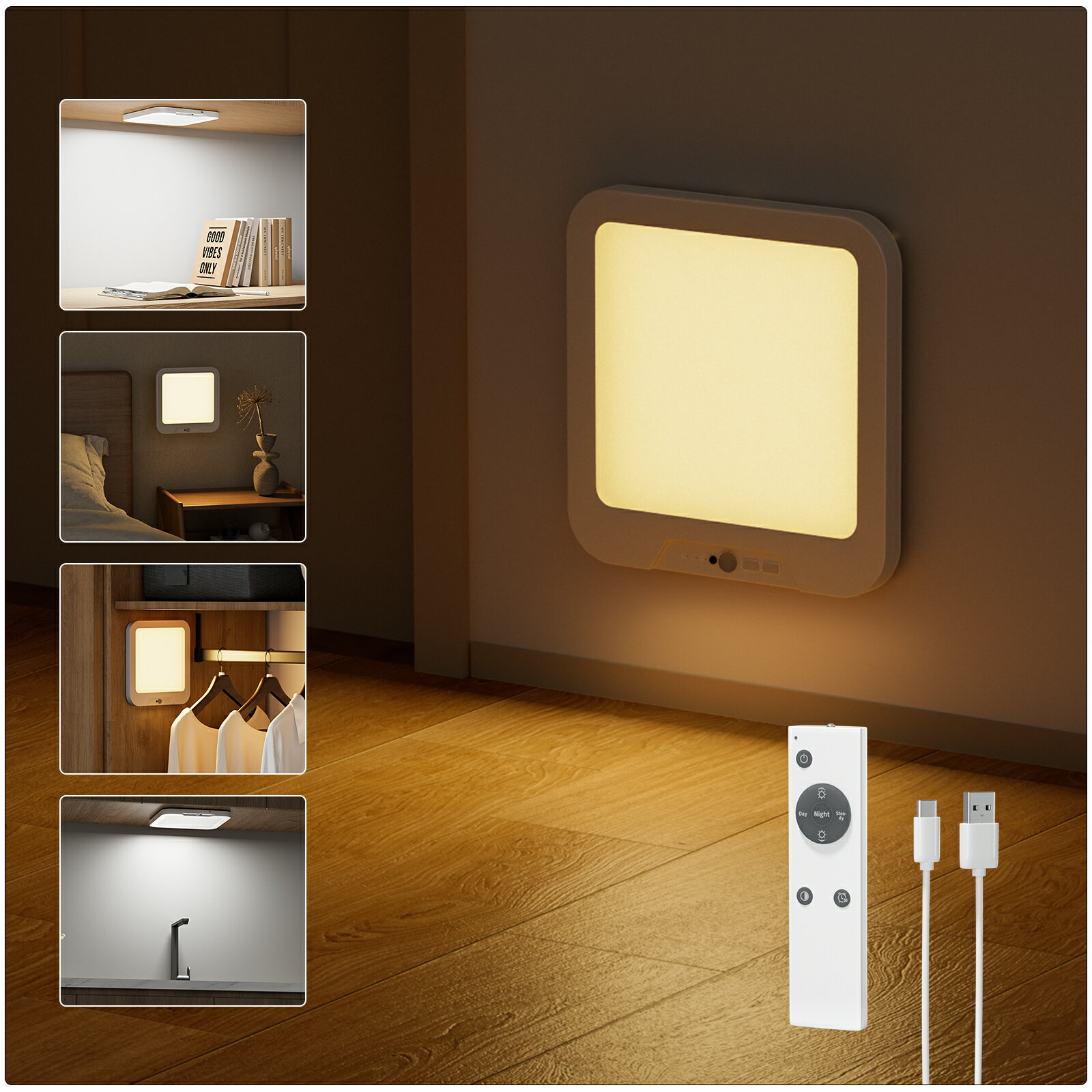 人感センサーライト 室内 LEDセンサーライト 3つのモード 10000mAH大容量 間接照明 常夜灯 色温度調整 ..