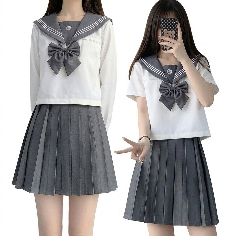 Rakuten - シダーエイト セーラー服 グレー JK コスチューム 制服 女子高校生 高校生 コスプレ 今日好き セーラー 人気 可愛い トップス スカート 蝶ネクタイ 3点セット