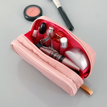化粧ポーチ コスメポーチ メイクポーチ メイクケース ithinkso DOUBLE ZIP MAKE-UP バニティバッグ ポーチ コスメバッグ ファスナー シンプル 旅行 機能的 小物入れ 化粧道具