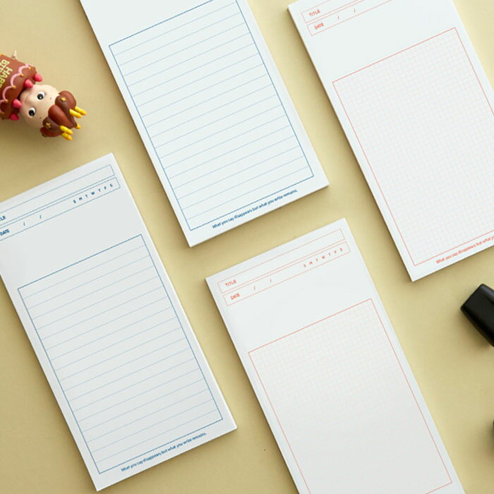 【10%OFFクーポン】Funnymade Hello, I am NOTE PAD - Handy ノート メモパッド メモ用紙 ラインノート ミニサイズ 文房具 事務用品 雑貨 文具 メモ帳 ナロー システム手帳 リフィル 縦開き 罫線 グリッド 方眼 コンパクト 小さい