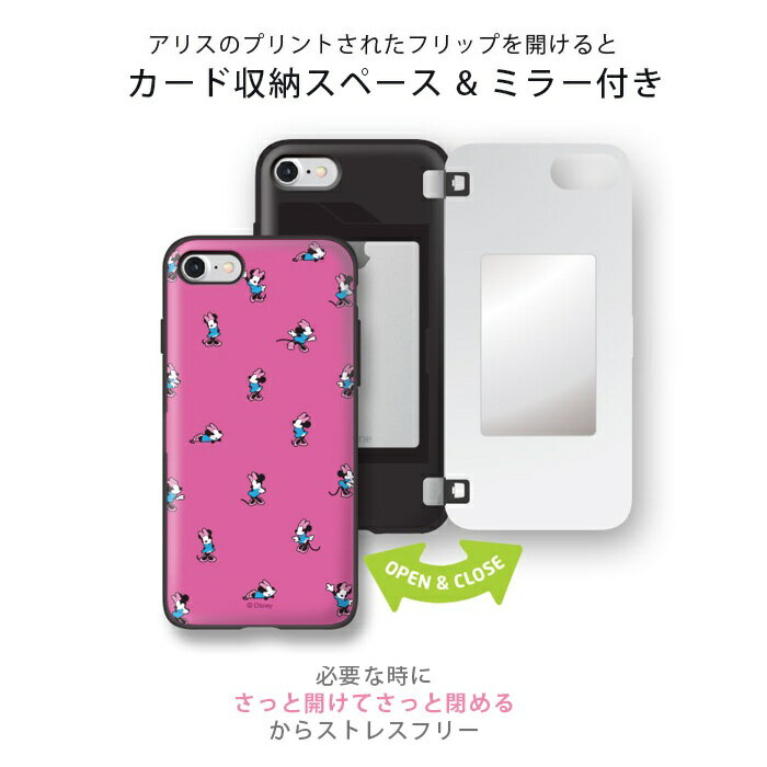 【10%OFFクーポン】【並行輸入品】ディズニー カード収納 ミラー 付き かわいい iphone xs iphone8 ケース iPhone x ケース iPhoneXR Disney Minimal Buddy ミッキー ミニー ドナルド デイジー 小さい イラスト 機能性 便利 化粧直し 身だしなみ スリム カード 韓国 おし