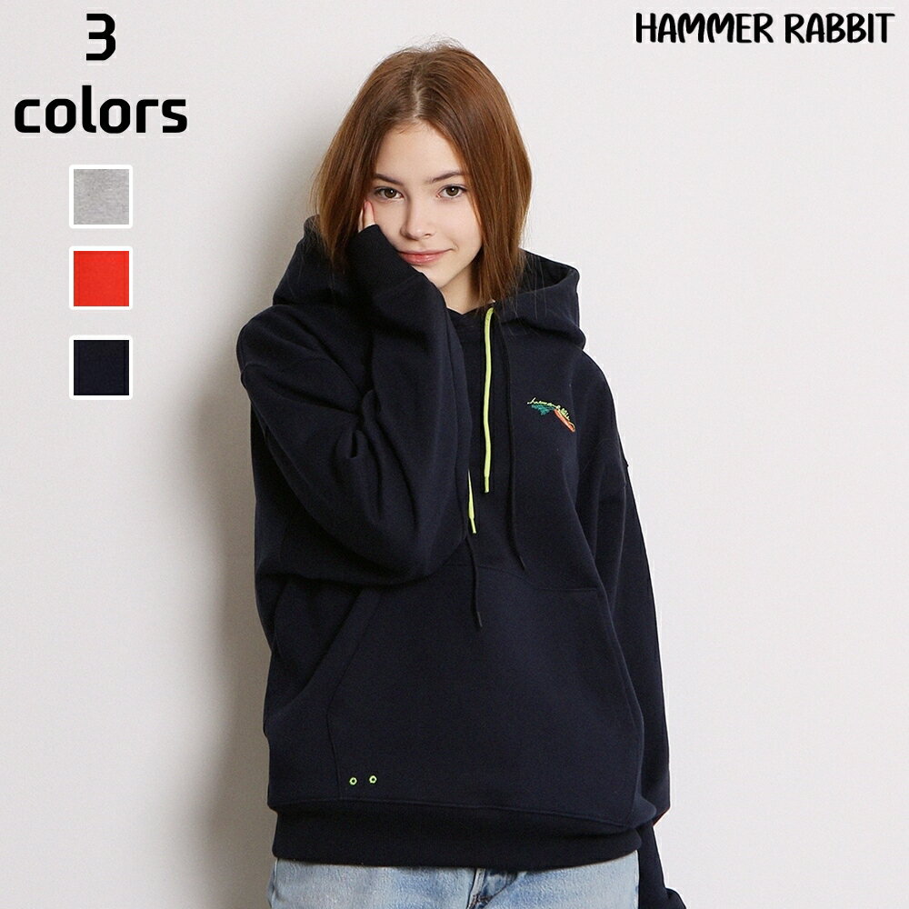 Rakuten - [ハンマーラビットHammer Rabbit]パーカー レディース フーディ 2カラー ストリングデザイン 韓国直輸入ブランド