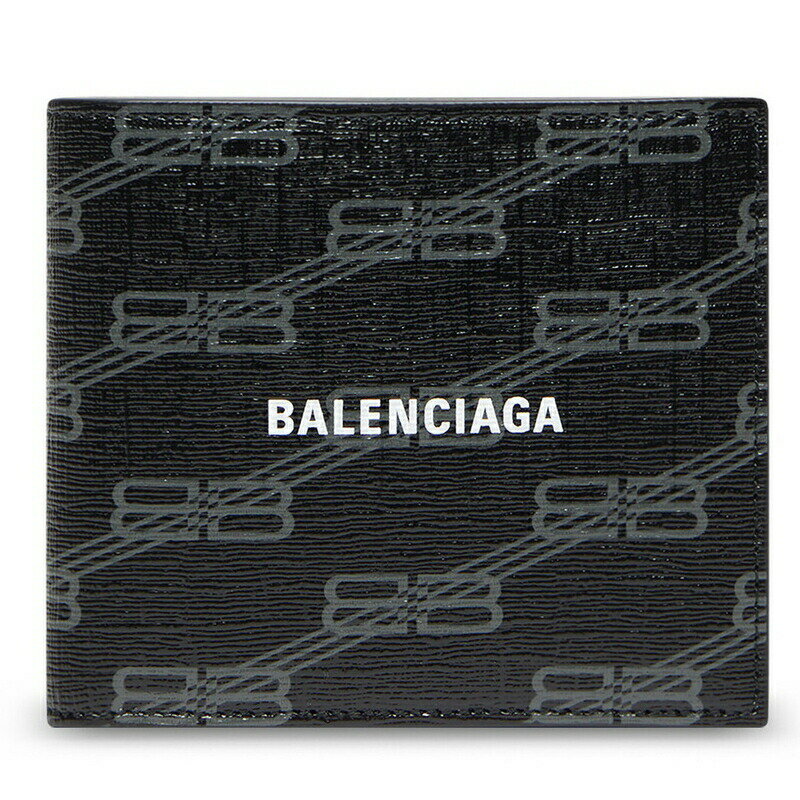 バレンシアガ 財布（メンズ） バレンシアガ BALENCIAGA 2024春夏 メンズ SIGNATURE スクエア FOLDED COIN ウォレット財布 BB MONOGRAM【ブラック 】【送料無料】【正規品】