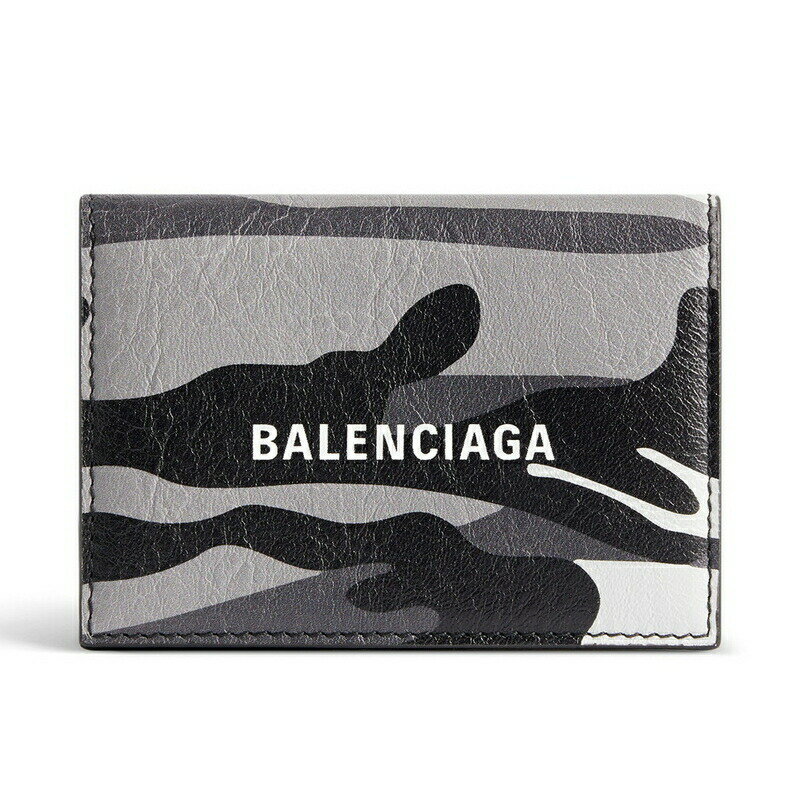 バレンシアガ 財布（メンズ） バレンシアガ BALENCIAGA 2024春夏 メンズ CASH ミニウォレット財布 迷彩プリント【グレー＆シルバー 】【送料無料】【正規品】