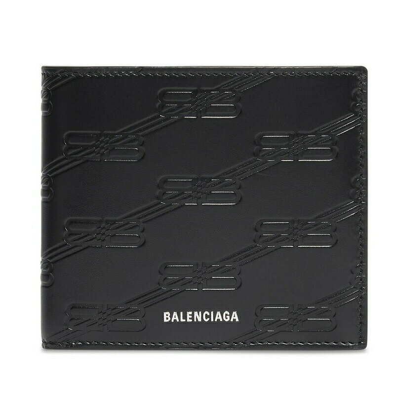 バレンシアガ 財布（メンズ） バレンシアガ BALENCIAGA 2024春夏 メンズ EMBOSSED MONOGRAM スクエアFOLDEDウォレット財布 BOXカーフスキン【ブラック 】【送料無料】【正規品】