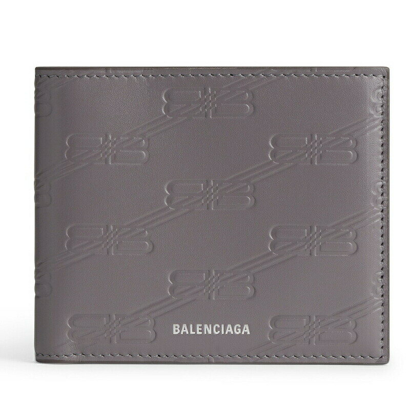 バレンシアガ 財布（メンズ） バレンシアガ BALENCIAGA 2024春夏 メンズ EMBOSSED MONOGRAM スクエア フォールドウォレット財布 ボックス【ダークグレー 】【送料無料】【正規品】