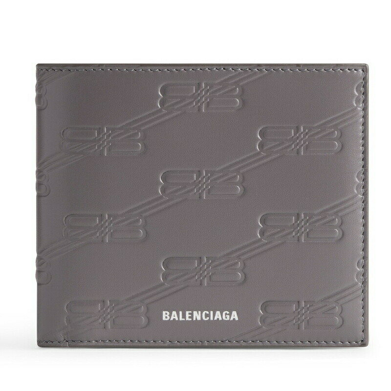 バレンシアガ 財布（メンズ） バレンシアガ BALENCIAGA 2024春夏 メンズ EMBOSSED MONOGRAM スクエア フォールド コイン ウォレット財布 ボックス【ダークグレー 】【送料無料】【正規品】