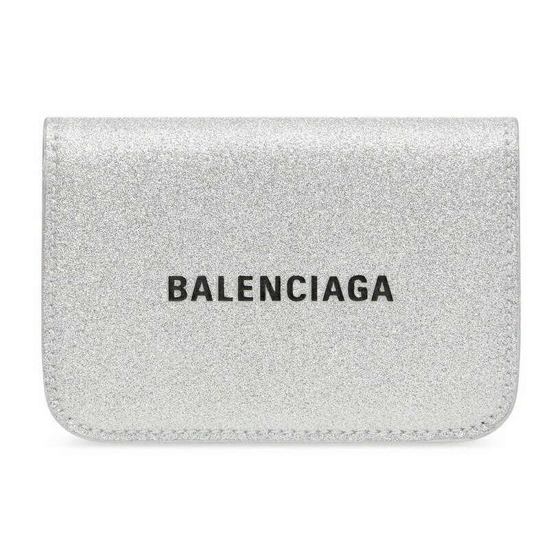 バレンシアガ 財布（レディース） バレンシアガ BALENCIAGA 2024春夏 レディース CASH MINI ウォレット財布 スパークリング生地【シルバー 】【送料無料】【正規品】