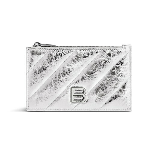 バレンシアガ BALENCIAGA レディース CRUSH ロングコイン&カードホルダー メタリックキルト【シルバー 】【送料無料】【正規品】 バレンシアガ BALENCIAGA レディース CRUSH ロングコイン&カードホルダー メタリックキルト【シルバー 】【送料無料】【正規品】