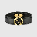 グッチ GUCCI レディース ラウンド インターロッキングG ブレスレット【ブラックレザー 】【送料無料】【正規品】