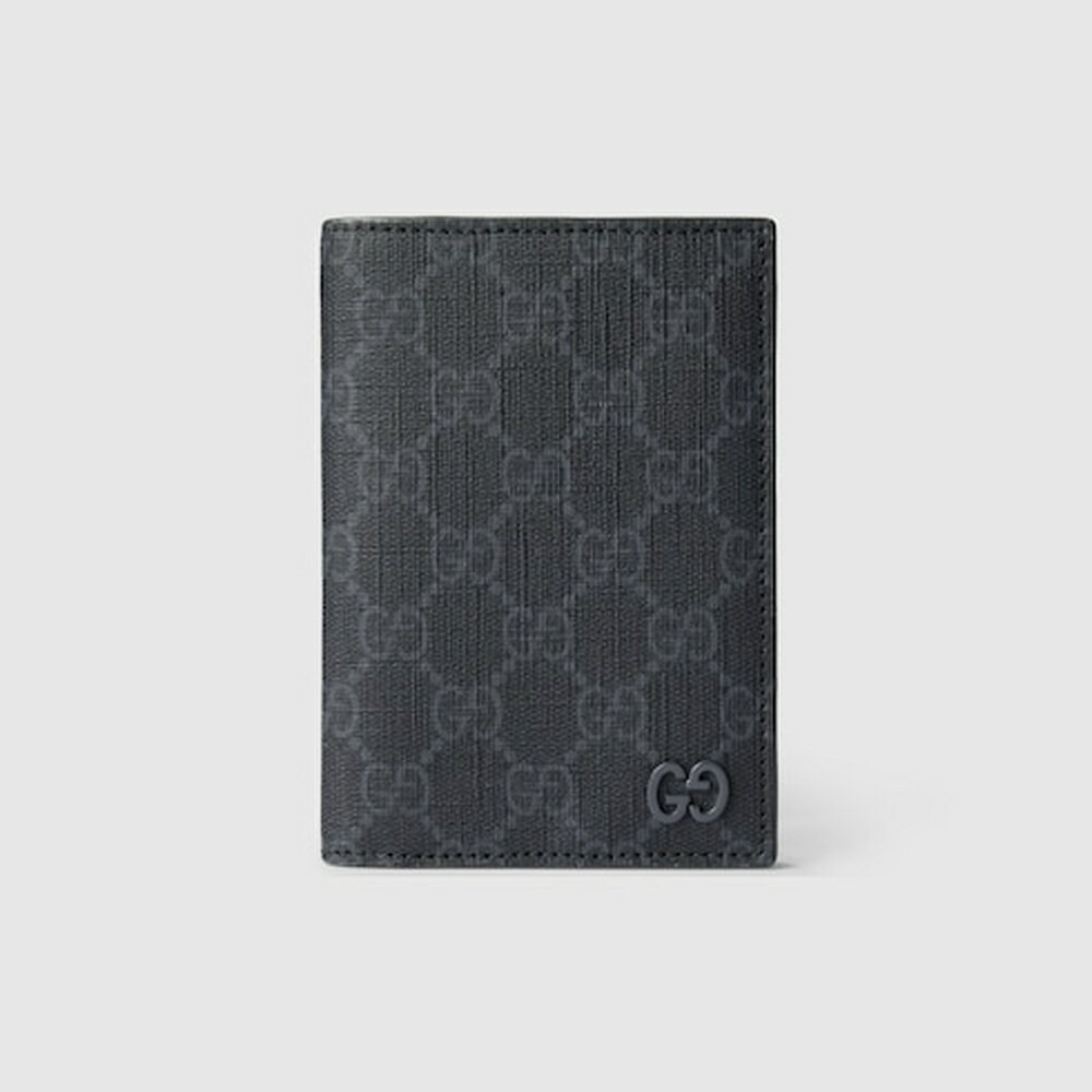 グッチ GUCCI メンズ グレー インテリア付き GG パスポートケース【ブラック GGスプリーム キャンバス ..