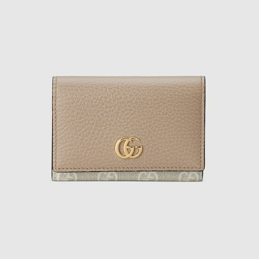 グッチ GUCCI レディース ダブルG バイカラー カードケース（名刺入れ）【オートミール レザー＆GGスプリーム キャンバス 】【送料無料】【正規品】