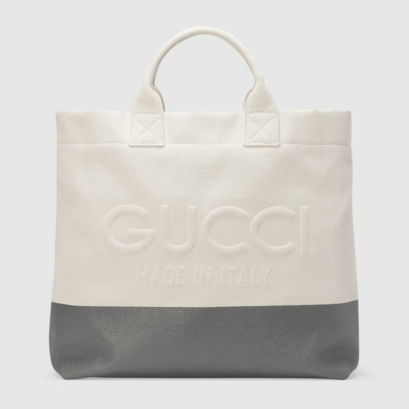 グッチ 帆布・キャンバス トートバッグ メンズ グッチ GUCCI メンズ エンボス ディテール付き キャンバス トートバッグ782741 FAC4V 8473【ナチュラルグレー 】【送料無料】【正規品】