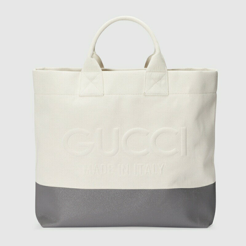 グッチ 帆布・キャンバス トートバッグ メンズ グッチ GUCCI メンズ エンボス ディテール付き キャンバス トートバッグ779510 FAC4V 8473【ナチュラルグレー 】【送料無料】【正規品】