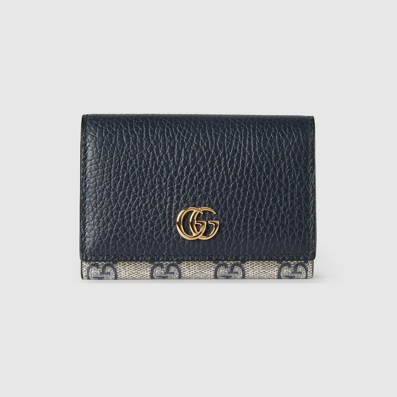 グッチ GUCCI レディース ダブルG バイカラー カードケース 名刺入れ【ベージュ&ブルー GGスプリーム キャンバス 】【送料無料】【正規品】