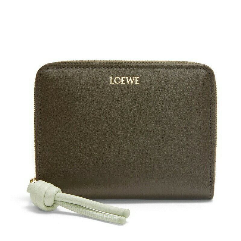 ロエベ 財布（レディース） ロエベ LOEWE 2024春夏 レディース ノット コンパクト ジップウォレット 財布【ダークカーキ/スプリングジェード 】【送料無料】【正規品】