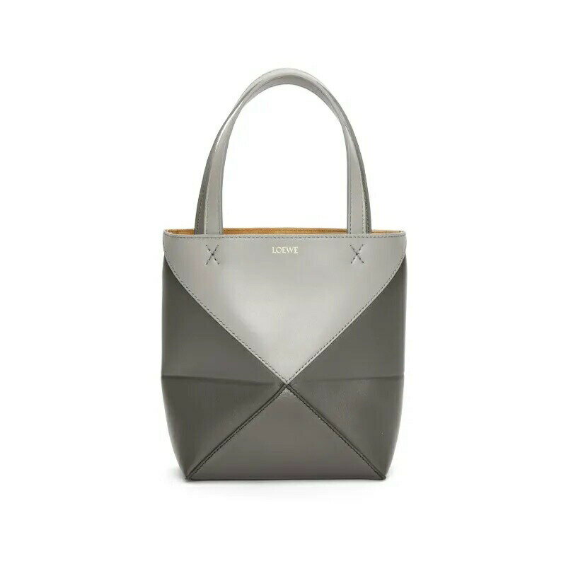 ロエベ ミニバッグ レディース ロエベ LOEWE 2024春夏 レディース パズルフォルド トート ミニ（シャイニーカーフ）【パールグレー/ダークグレー 】【送料無料】【正規品】