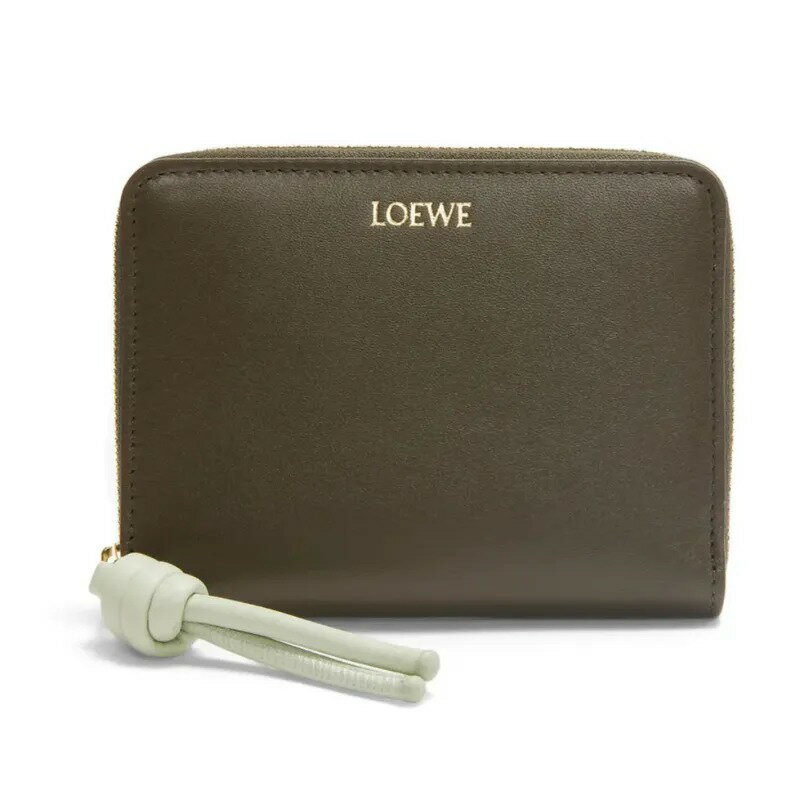 ロエベ 財布（レディース） ロエベ LOEWE 2024春夏 レディース ノット コンパクト ジップウォレット 財布【ダークカーキ/スプリングジェード 】【送料無料】【正規品】