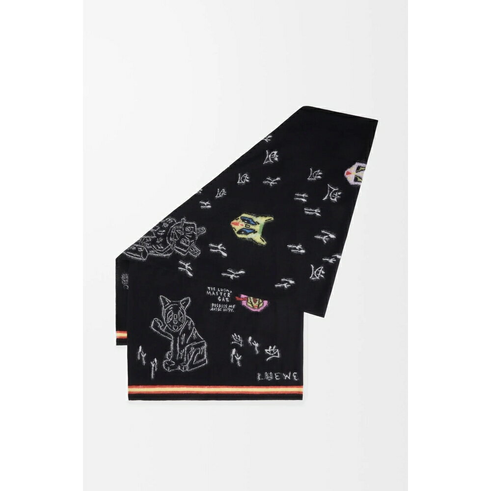 ロエベ LOEWE 2026春夏メンズ スカーフ【ブラック/マルチカラー 】【送料無料】【正規品】