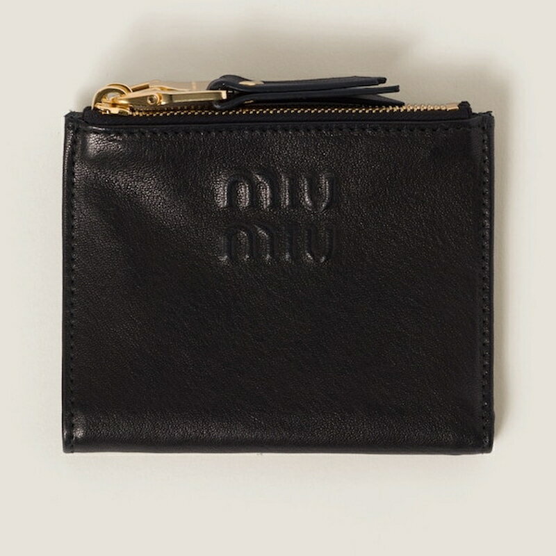 ミュウミュウ 財布（レディース） ミュウミュウ MIU MIU 2024春夏 ナッパレザー 財布【ブラック 】【送料無料】【正規品】