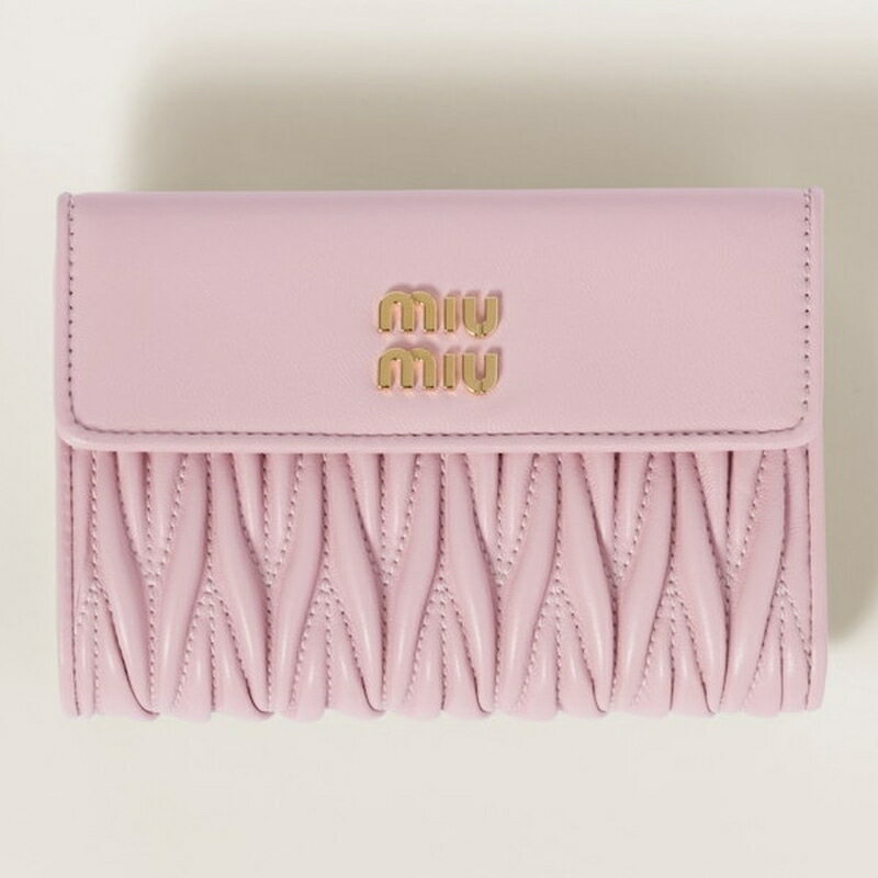 ミュウミュウ 財布（レディース） ミュウミュウ MIU MIU 2024春夏 マテラッセレザー 財布【ピンク 】【送料無料】【正規品】