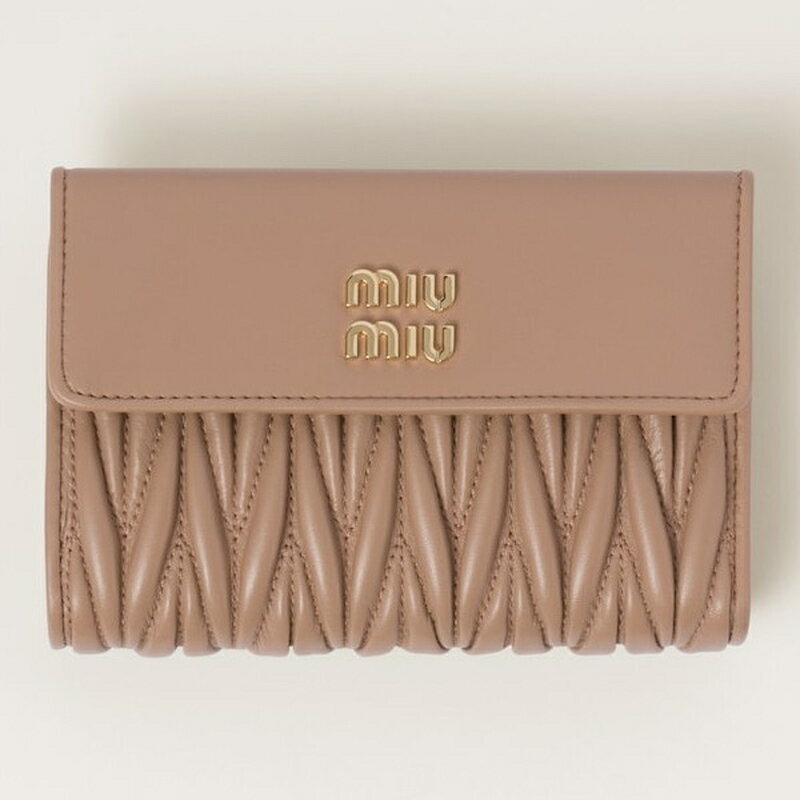 ミュウミュウ 財布（レディース） ミュウミュウ MIU MIU 2024春夏 マテラッセレザー 財布【カメオベージュ 】【送料無料】【正規品】