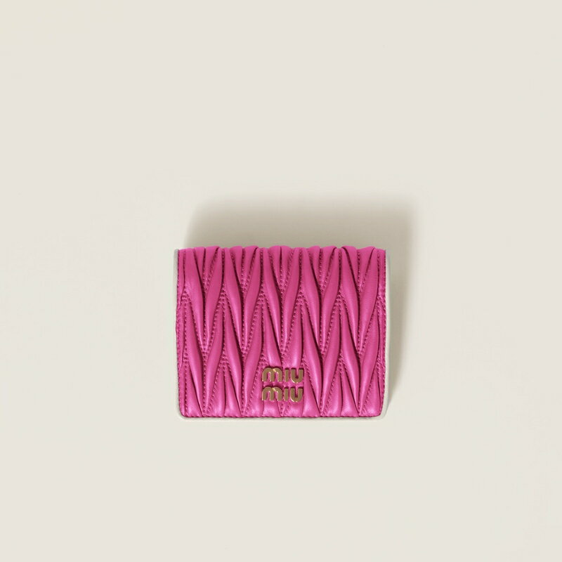 ミュウミュウ MIU MIU マテラッセレザー 財布【フューシャピンク/ホワイト 】【送料無料】【正規品】