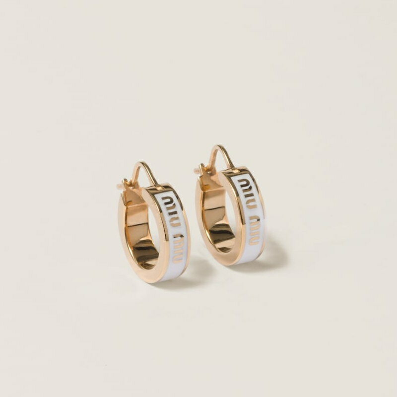 ミュウミュウ MIU MIU エナメルメタル ピアス【ホワイト 】【送料無料】【正規品】