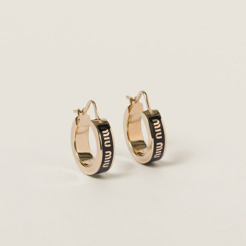 ミュウミュウ MIU MIU エナメルメタル ピアス【ブラック 】【送料無料】【正規品】