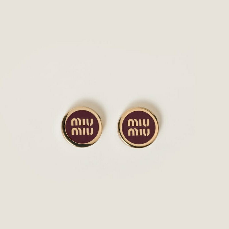 ミュウミュウ MIU MIU エナメルメタル ピアス【ワインレッド 】【送料無料】【正規品】