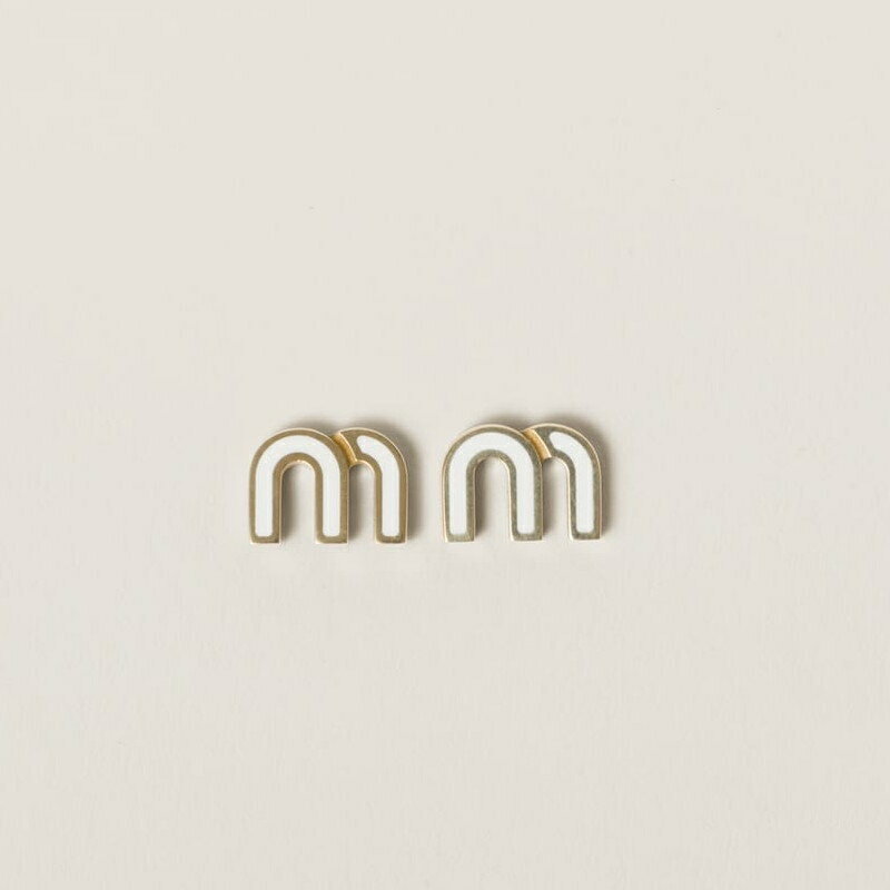 ミュウミュウ MIU MIU エナメルメタル ピアス【ホワイト 】【送料無料】【正規品】