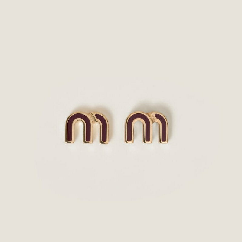 ミュウミュウ MIU MIU エナメルメタル ピアス【ワインレッド 】【送料無料】【正規品】