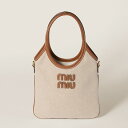 ミュウミュウ MIU MIU IVY キャンバスxレザー バッグ【ナチュラル 】【送料無料】【正規品】