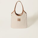 ミュウミュウ MIU MIU IVY キャンバスxレザー バッグ【ナチュラル 】【送料無料】【正規品】