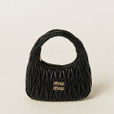 ミュウミュウ MIU MIU ワンダー マテラッセレザー ホーボーバッグ【ブラック 】【送料無料】【正規品】