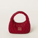 ミュウミュウ MIU MIU ワンダー マテラッセレザー ホーボーバッグ【レッド 】【送料無料】【正規品】