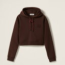 ミュウミュウ MIU MIU コットンフリース フーディー【ダークブラウン 】【送料無料】【正規品】