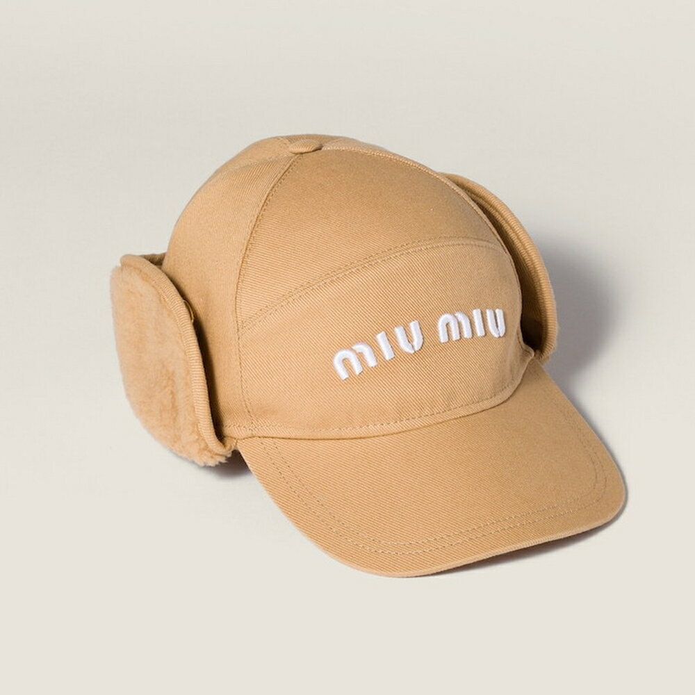 ミュウミュウ MIU MIU ドリルとフリースキャップ5HC272_2IA3_F0151【ベージュ 】【送料無料】【正規品】