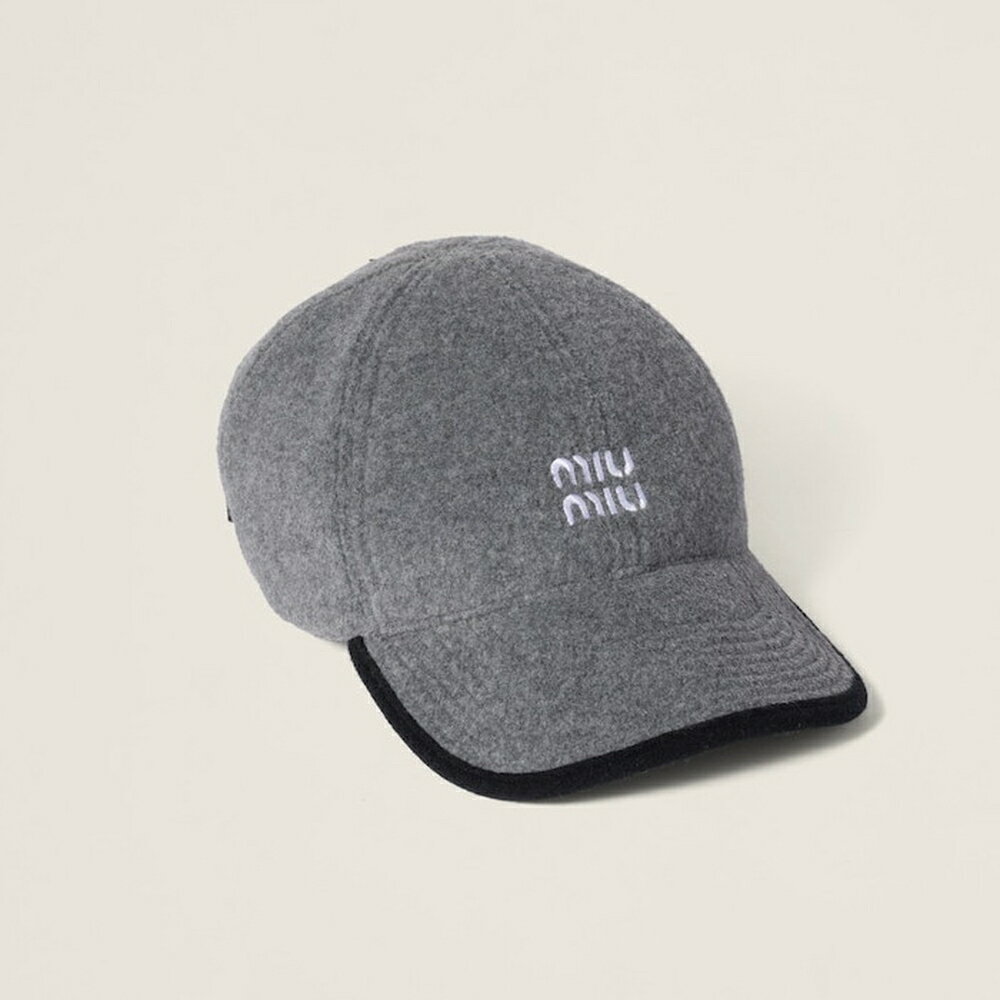 ミュウミュウ MIU MIU フリース ベースボールキャップ5HC369_15V3_F0031【グレー 】【送料無料】【正規品】