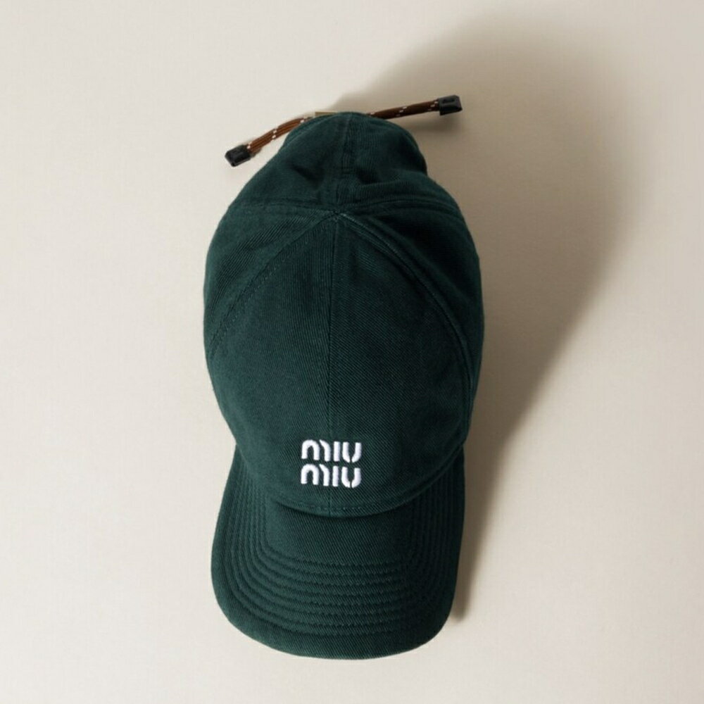 ミュウミュウ MIU MIU デニム ベースボールキャップ5HC369_2CR1_F0XR3【ブラウン/エメラルド 】【送料無料】【正規品】