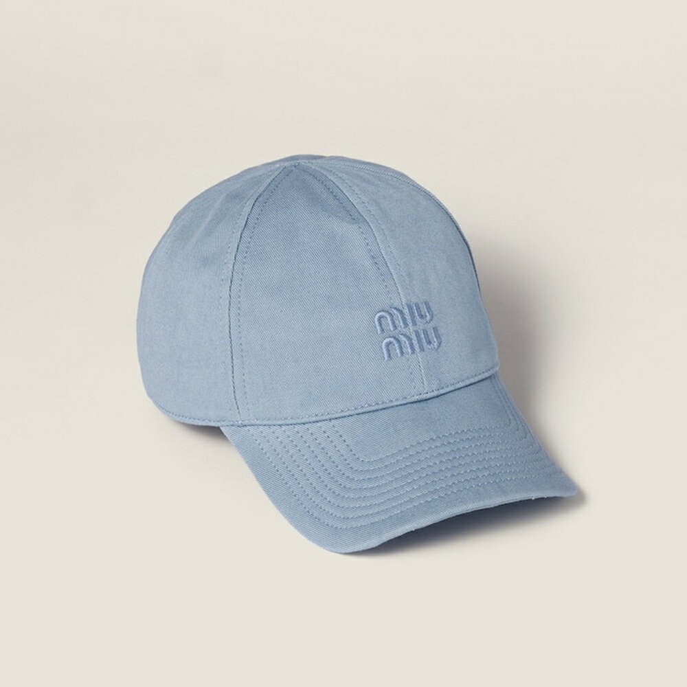 ミュウミュウ MIU MIU ドリル ベースボールキャップ5HC370_2CR2_F0637【ライトブルー 】【送料無料】【..