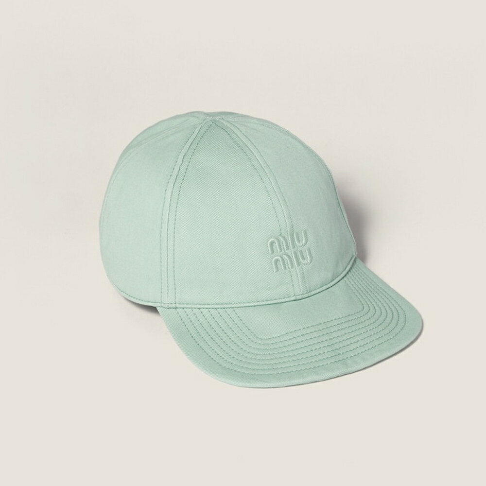 ミュウミュウ MIU MIU ドリル ベースボールキャップ5HC370_2CR2_F0229【パステルグリーン 】【送料無料】【正規品】